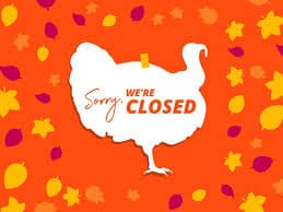 Thanksgiving closed sign