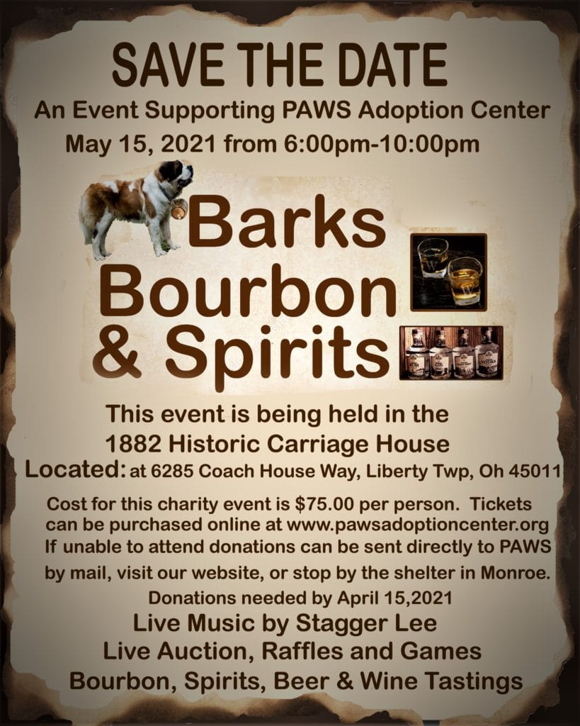 Barks, Bourbon, and Spirits flyer