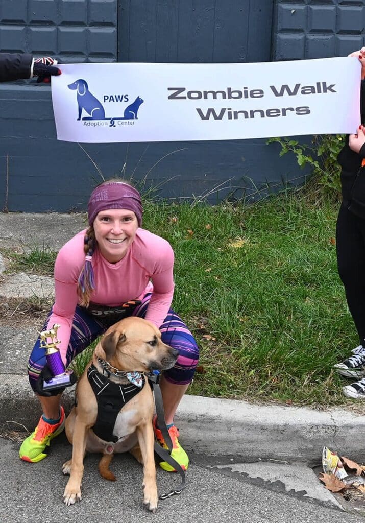 Human and dog race winners