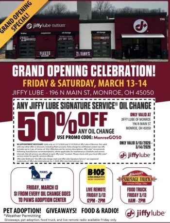 Jiffy Lube coupon for March 13 and 14, 2026
